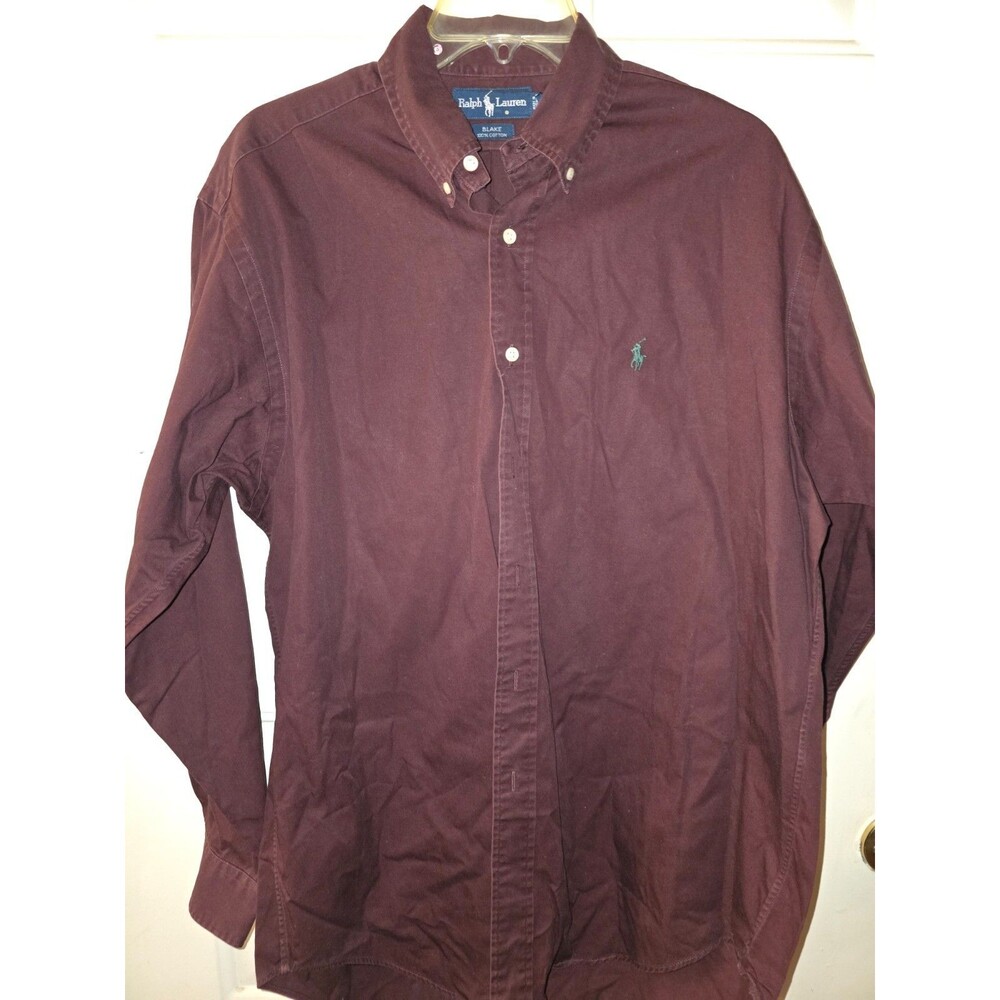 Ralph Lauren Blake Shirt Mens Medium Burgundy Button Down 100% Cotton